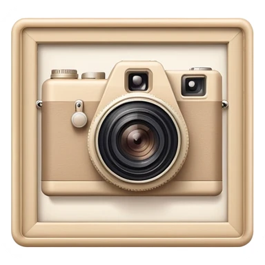 Beige camera with a photo next to the frame sticker