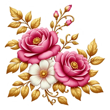Reddish-pinkish and gold and white romantic vintage aesthetic decoration sticker