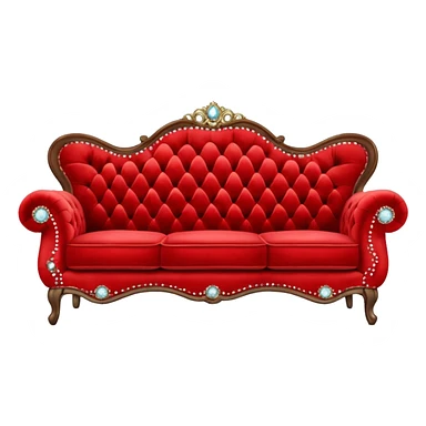 Vintage velvet red sofa with rhinestones buttons sticker