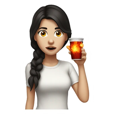 White Girl with dark hair chugging fireball  sticker