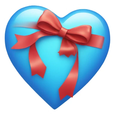 Bright blue heart with bow sticker