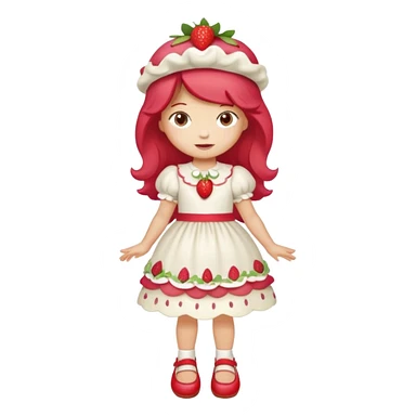 pretty and cute realistic strawberry shortcake full body with red shoes standing sticker