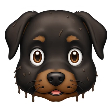 very muddy and dirty black dog face that doesnt look like pattern sticker