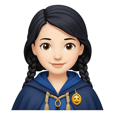 braid black hair, white girl, dark blue cloak sticker