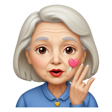 old woman blowing a kiss sticker