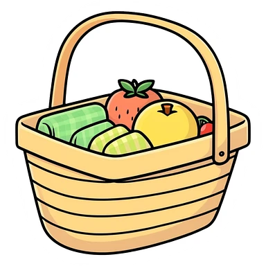 Pastel woven cute picnic basket sticker