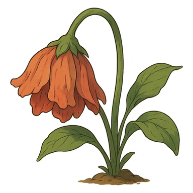 ghibli style wilted flower sticker