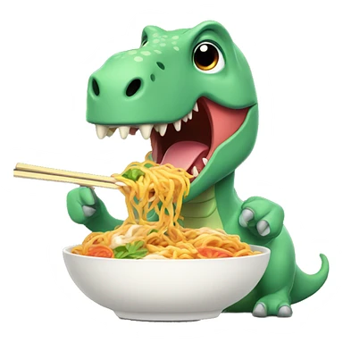 Dinosaur eating ramen sticker