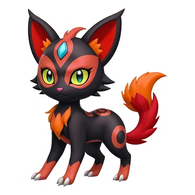 Colorful Meloetta-Litten-Darkrai-Pokémon-Fakémon-fusion-hybrid-creature sticker
