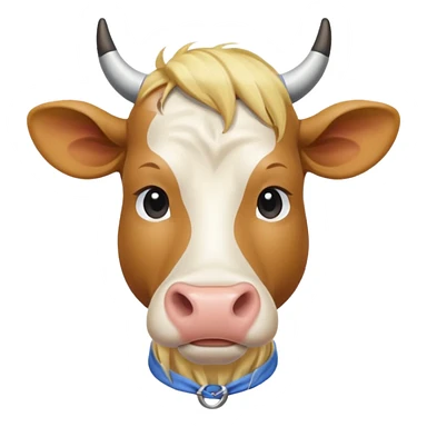 cow with long blonde hair and shirt sticker