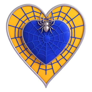 gothic heart, royal blue velvet, silver spiderweb overlay, dramatic and elegant sticker