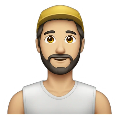 young dark-haired white man with a cap and beard sticker