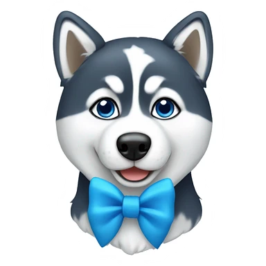 a husky wearing blue bow  sticker