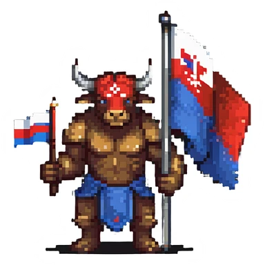 minotaur with russian flag sticker