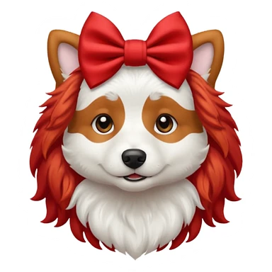 very red long haired white dog with a bow on hair sticker