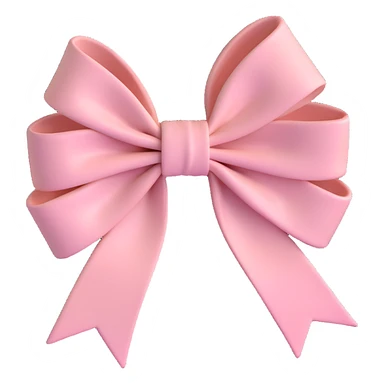 3D emoji style bow, blush pink, soft velvet texture sticker