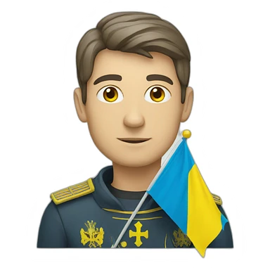 man with the flag of Ukraine sticker
