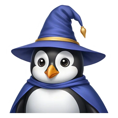 Wizard penguin with a hat and a cape sticker
