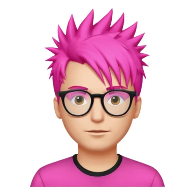 Man with neon pink spiky hair and glasses sticker