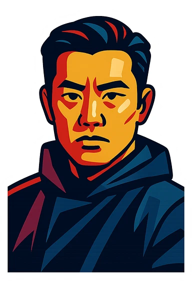 Portrait of the person in a vibrant toon style, colorful cartoon, expressive and lively, with a transparent background. sticker