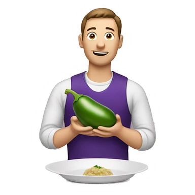 Men eating eggplant  sticker