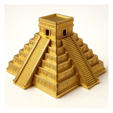 Mayan temple, shiny gold surfaces, intricate carvings, dramatic lighting, gold metallic style sticker