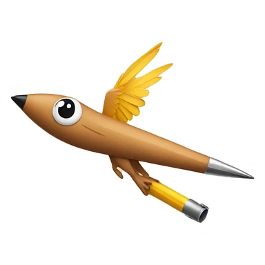 Flying pencilwith a bird head sticker