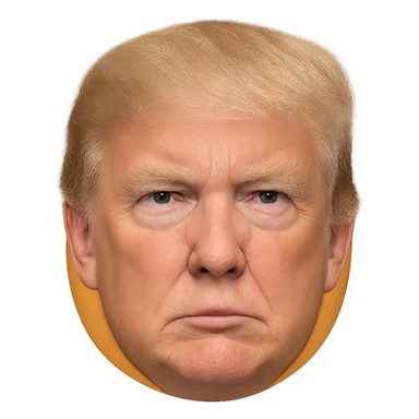Donald Trump, highly realistic facial features, looking straight, emphasis on facial recognition, emoji format sticker