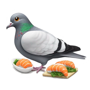 Pigeon eating sushi sticker