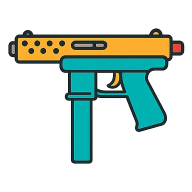 Tec-9 gun, ultra-realistic, detailed metal and plastic, icon sticker