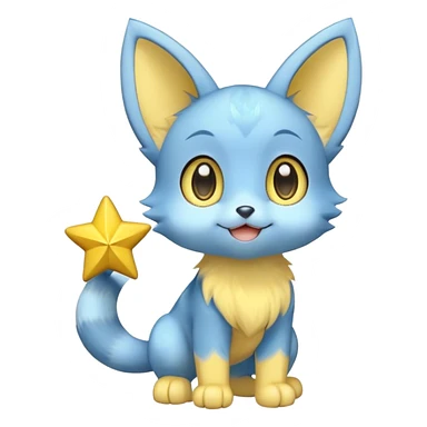 Shinx, round ears, yellow star on tail, full body, big eyes, hapy sticker