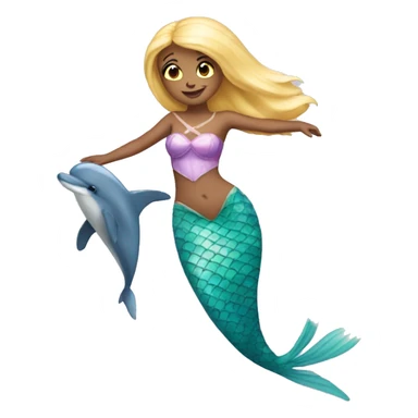 mermaid swimng with a dolphin and a ballerina sticker