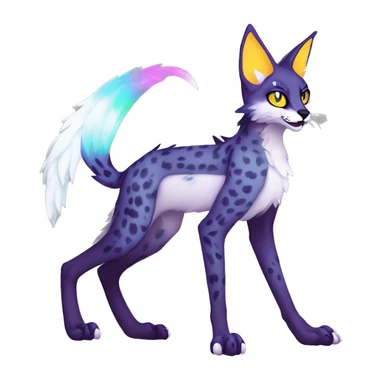 Epic Edgy Colorful ethereal eldritch Sergal-Serval-Fionbri full body sticker