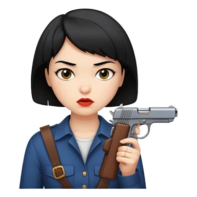 short hair girl gun in mouth sticker