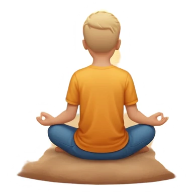 Tiny emoji-style man sitting alone from behind, hands on the ground for support, watching sunset, warm soft sky, minimal and peaceful.” 🌇 sticker