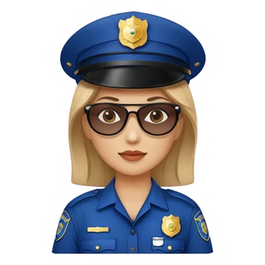woman police with hair style and hats and sun glasses sticker