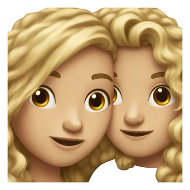 boy with long blonde curly hair kissing girl with long brown hair sticker