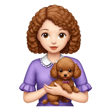 Beautiful girl holding a brown toy poodle sticker