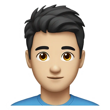 Young male with black hair, small eye but not chinese, with blue shirt, very proessional. One picture only. Handsome sticker