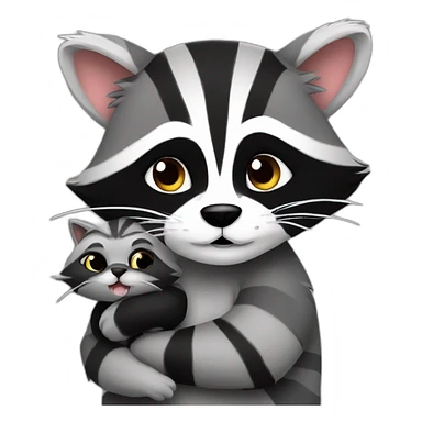racoon hugging cat sticker
