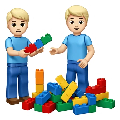 boys playing with legos full body sticker