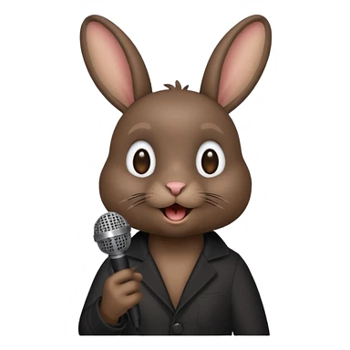 black bunnie singing , holding mic sticker