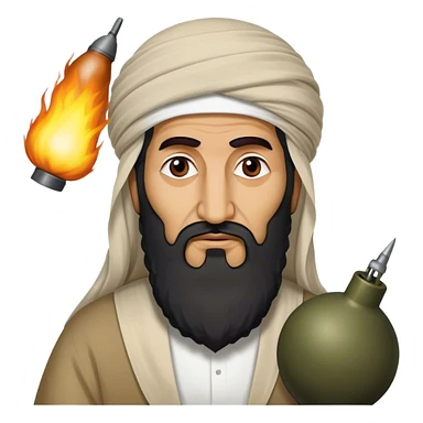 Osama bin Laden with bomb sticker