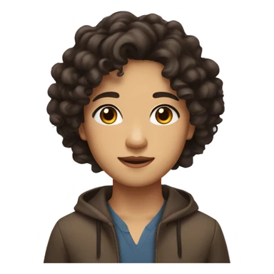 asian mixed white with brown eyes olive skin really dark brown curly wavy hair sticker