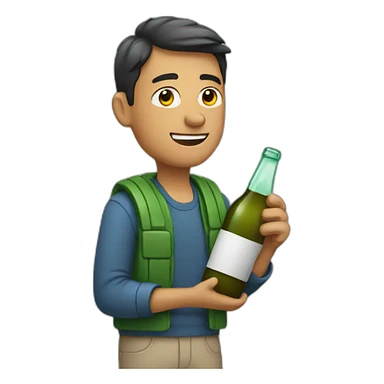 Man with bottle in hand sticker