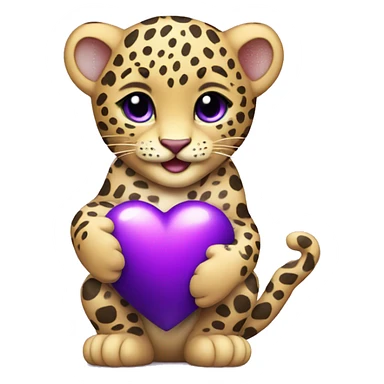 Baby leopard holding a purple heart  sticker