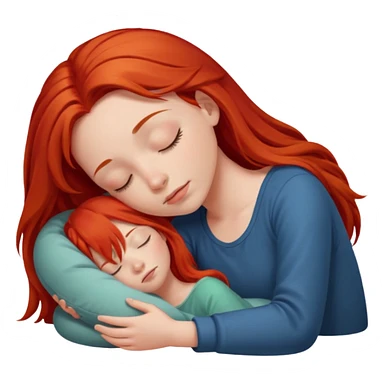 Red long hair girl sleeping sticker