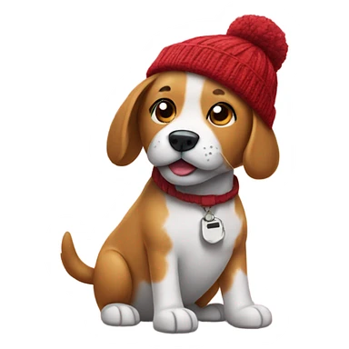Dog wearing a beanie and shoes sticker