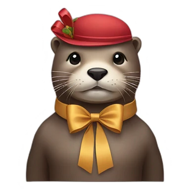 Otter wear a bow on a head  sticker