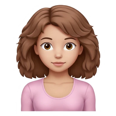 brown hair girl wearing light pink pilates clothes, fluffy medium hair and brown eyes sticker